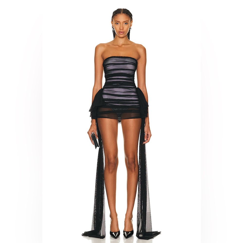 Norma Kamali Black Strapless Pickleball Dress